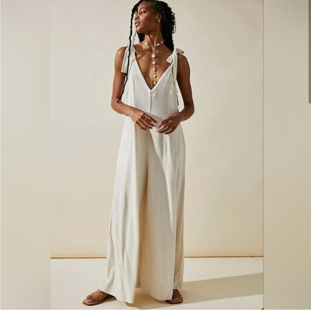 Free People Cream Jumpsuit